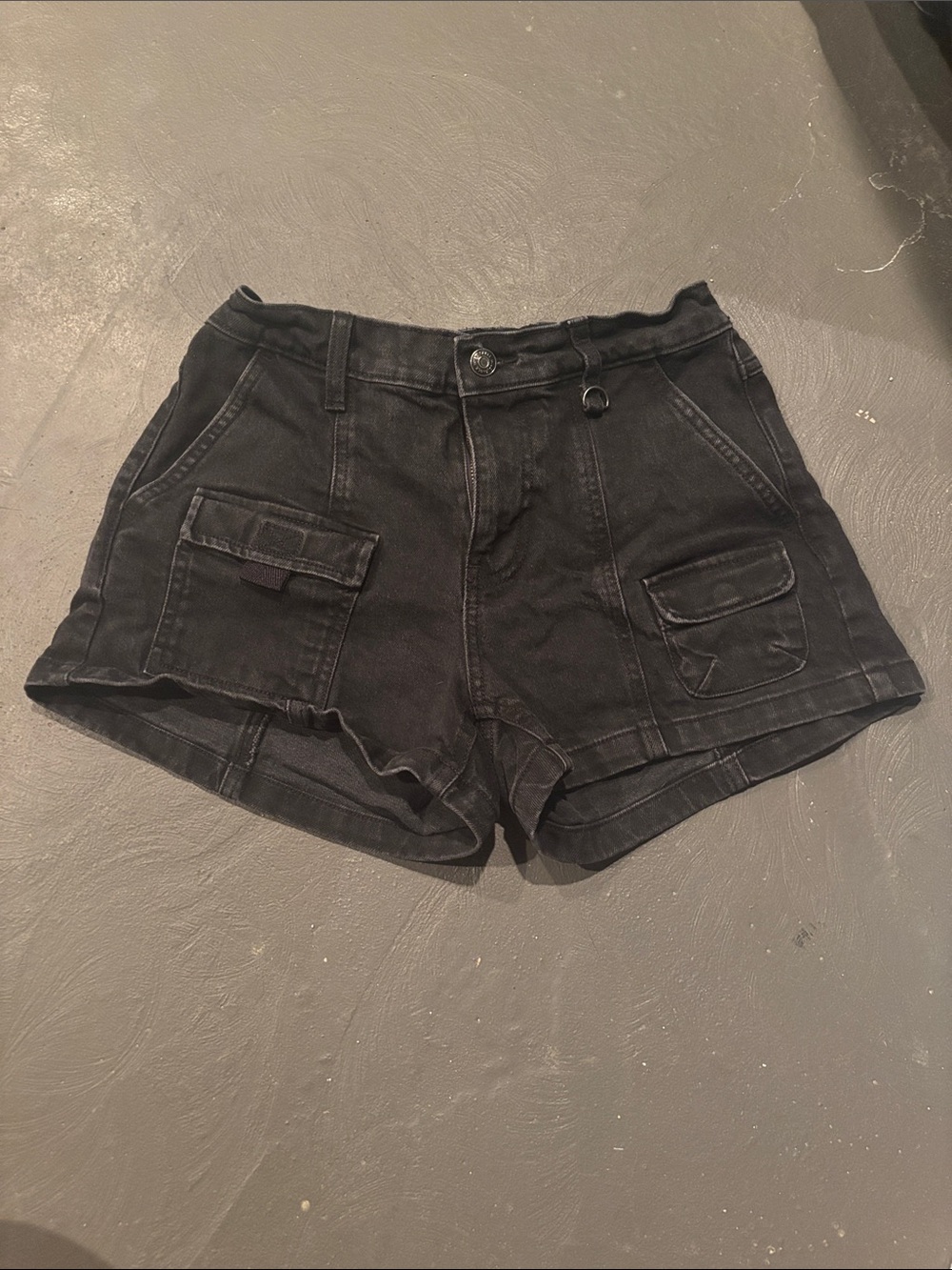 wild fable Black Cargo Shorts with Front Flap Pockets